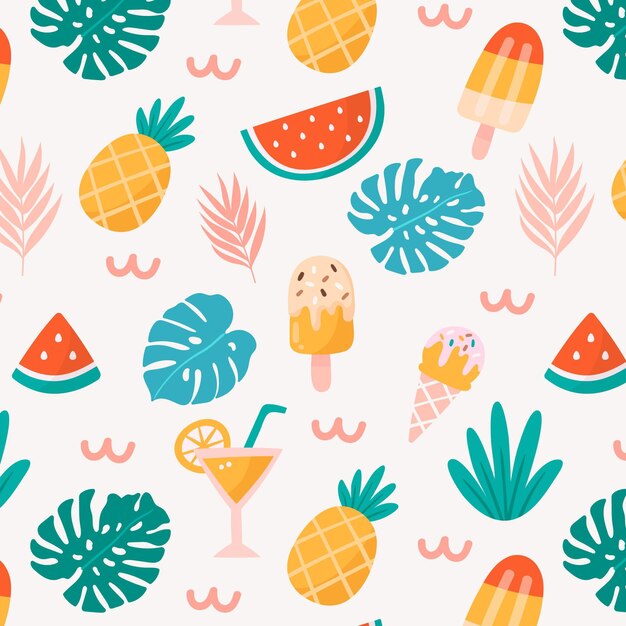 Estampado dibujado a mano de verano
