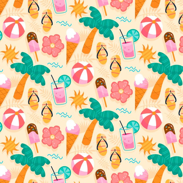 Estampado dibujado a mano de verano
