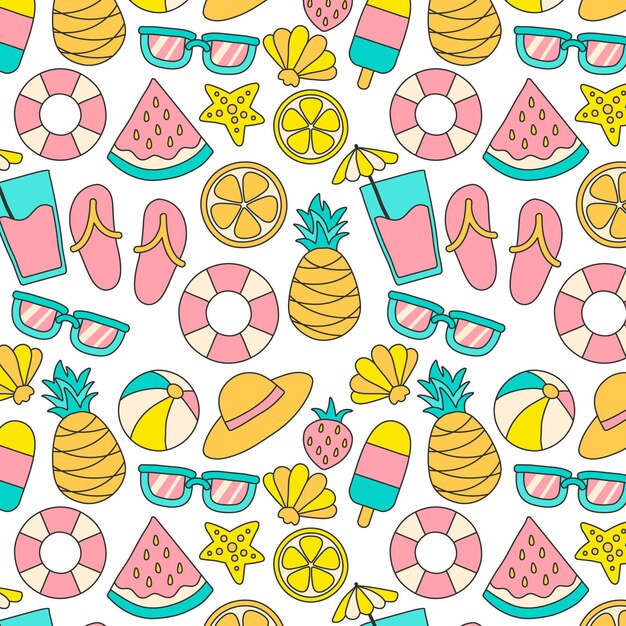 Estampado dibujado a mano de verano