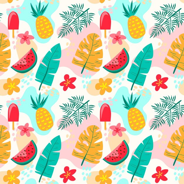 Estampado dibujado a mano de verano
