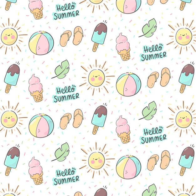 Estampado dibujado a mano de verano