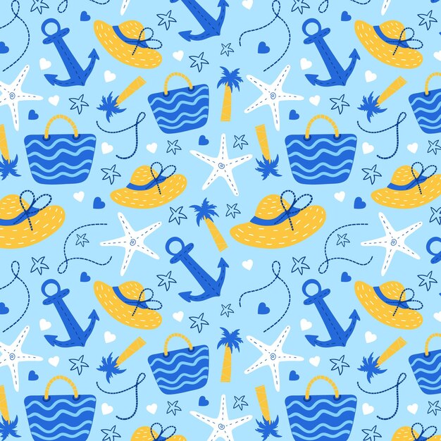 Estampado dibujado a mano de verano