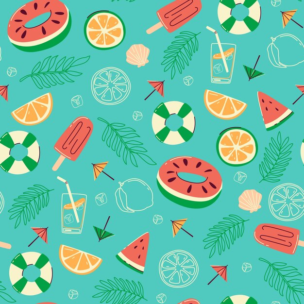 Estampado dibujado a mano de verano