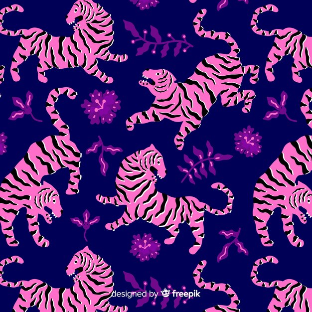 Estampado dibujado de tigre salvaje