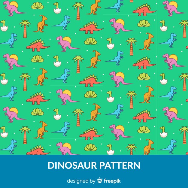 Estampado de dinosaurio en diseño plano