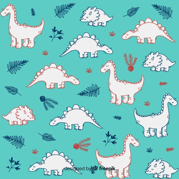 Estampado de dinosaurio en diseño plano