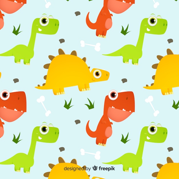 Vector gratuito estampado de dinosaurio en diseño plano