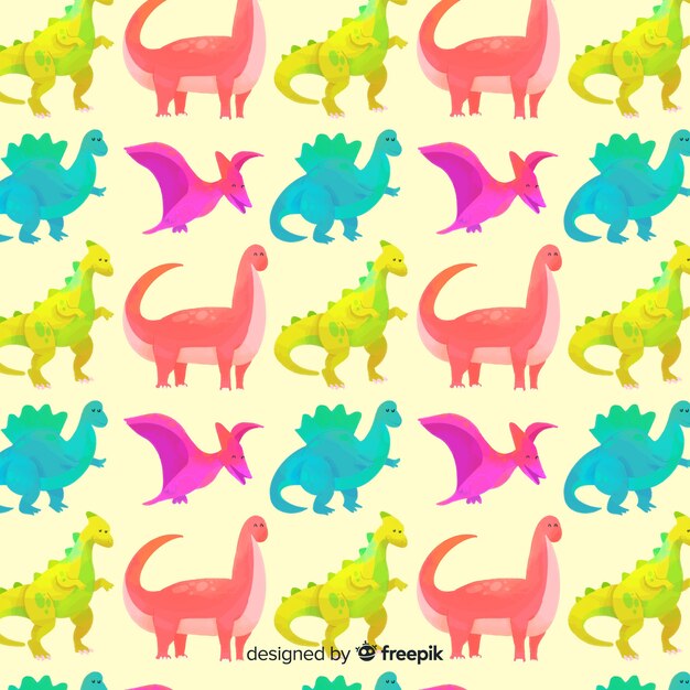 Estampado de dinosaurios en acuarela