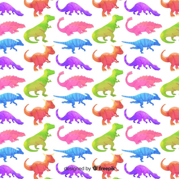 Estampado de dinosaurios en acuarela