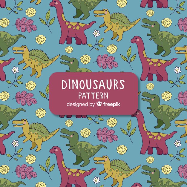 Estampado de dinosaurios dibujado a mano