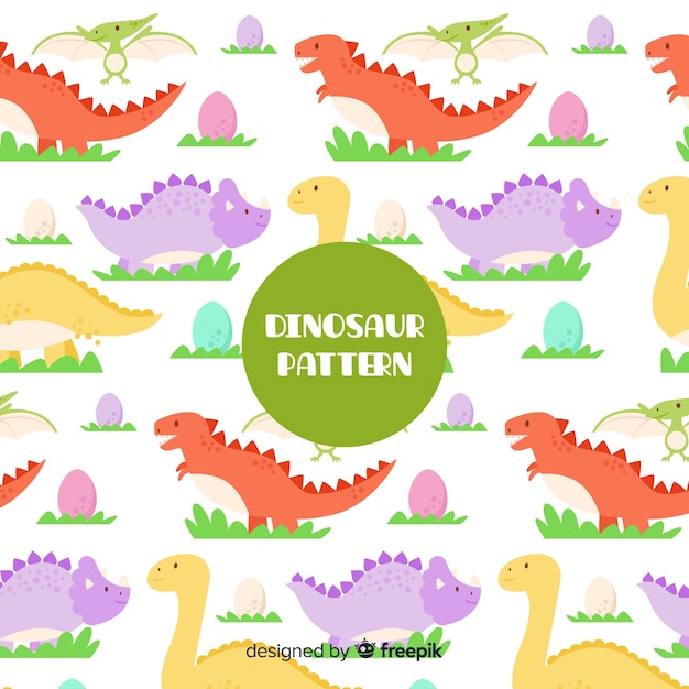 Vector gratuito estampado de dinosaurios en diseño plano