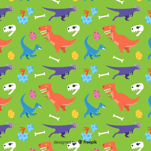 Vector gratuito estampado de dinosaurios en diseño plano