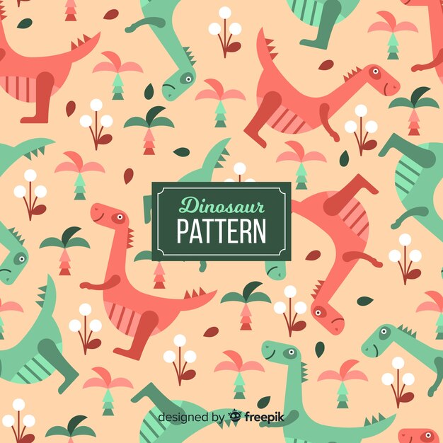 Estampado de dinosaurios en diseño plano