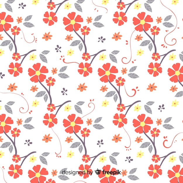 Vector gratuito estampado floral dibujado a mano