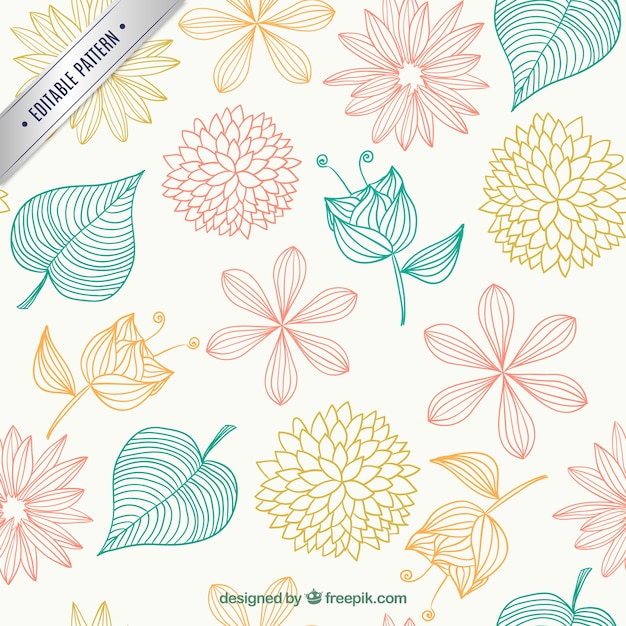 Estampado floral en estilo esbozado