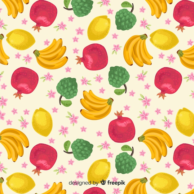 Vector gratuito estampado de frutas tropicales