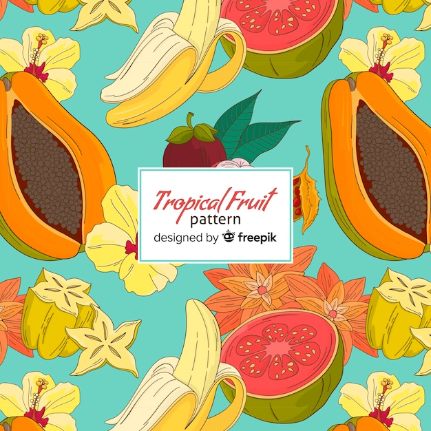 Vector gratuito estampado de frutas tropicales