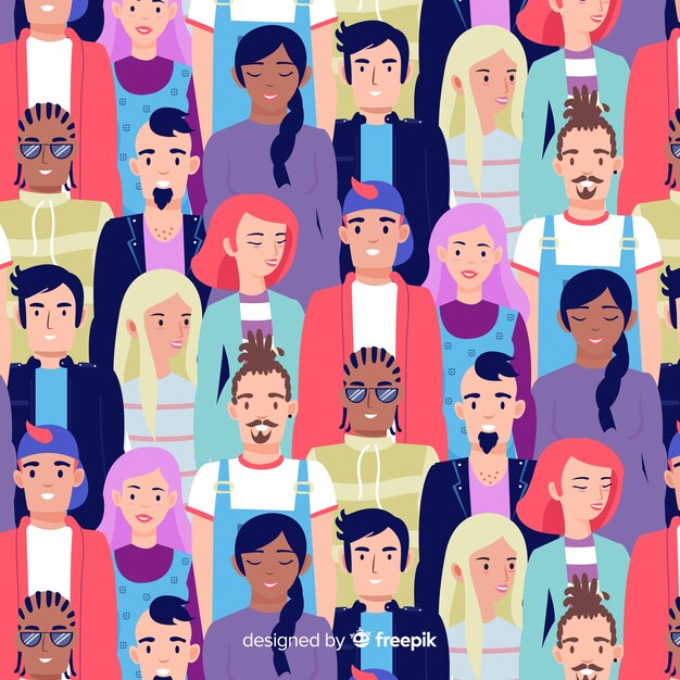 Estampado de gente joven en diseño plano