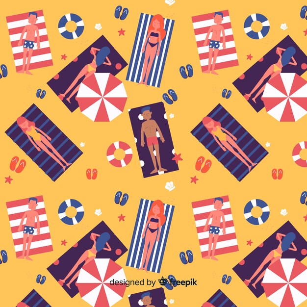 Estampado de gente en la playa