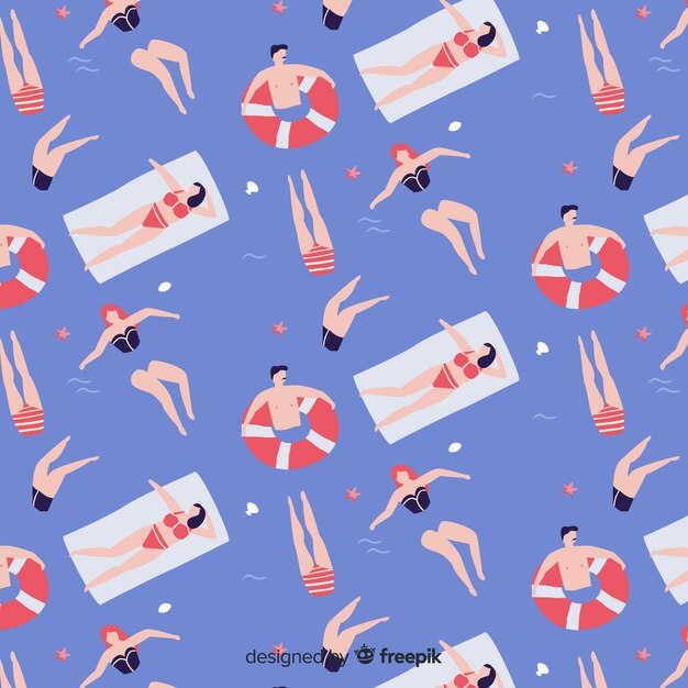 Estampado de gente en la playa