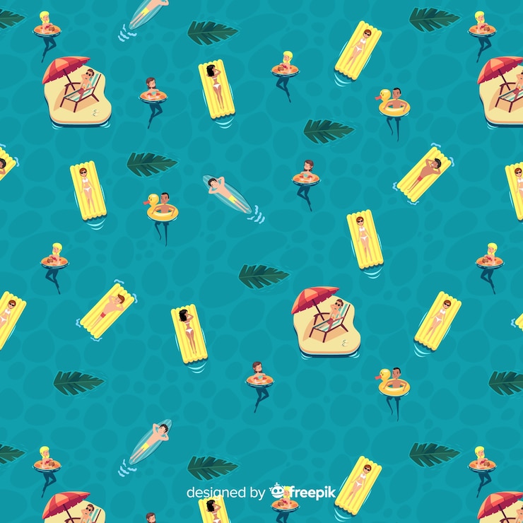 Vector gratuito estampado de gente en la playa