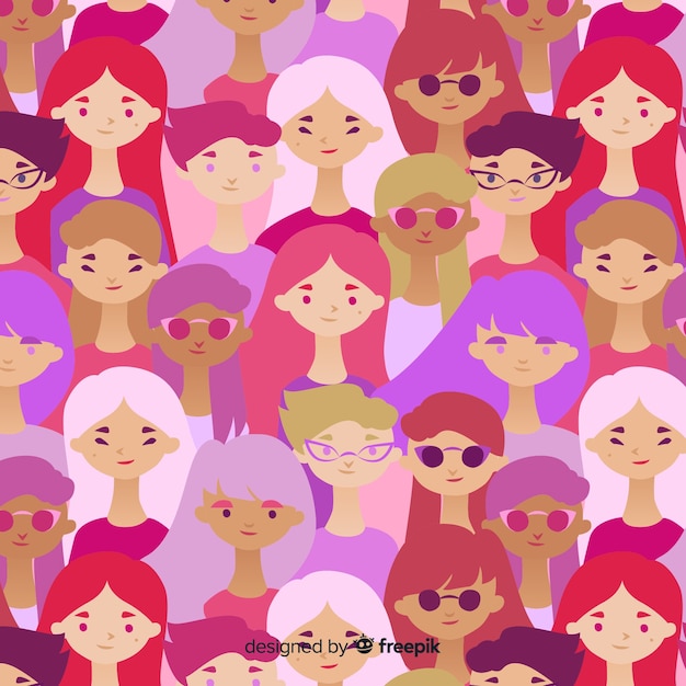 Vector gratuito estampado grupo de mujeres interracial