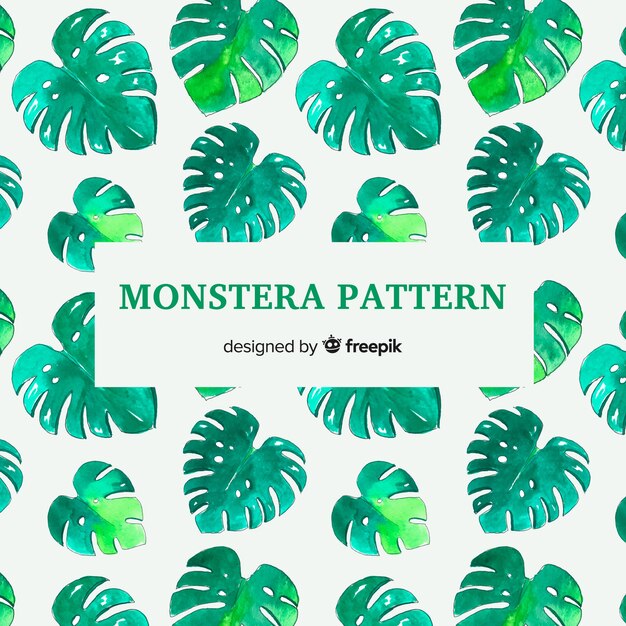 Estampado de hoja de monstera en acuarela