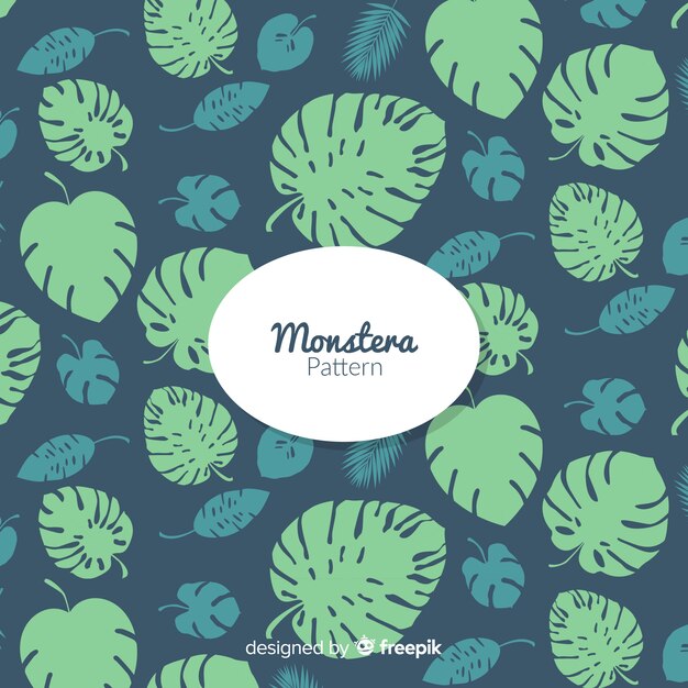Estampado de hojas de monstera en diseño plano