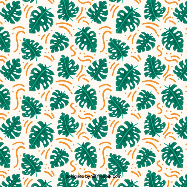 Estampado de hojas de monstera en diseño plano