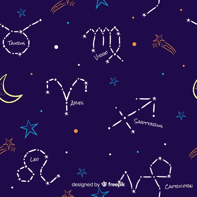 Estampado de horóscopo colorido dibujado a mano