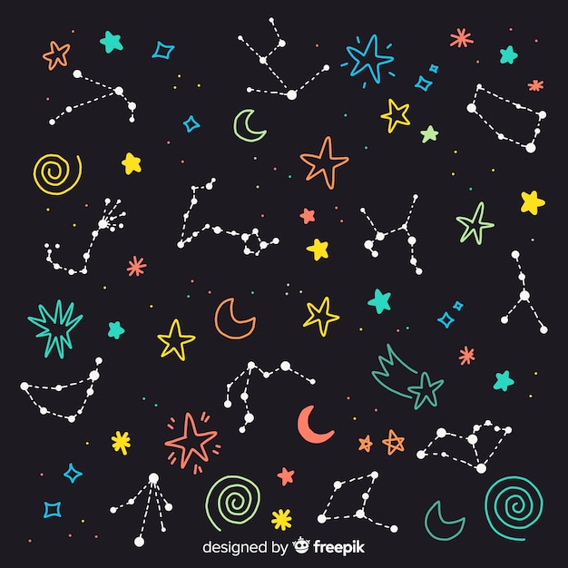 Estampado de horóscopo colorido dibujado a mano