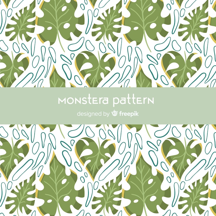 Vector gratuito estampado de monstera en diseño plano
