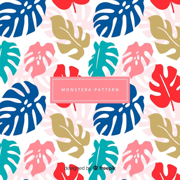 Estampado de monstera en diseño plano