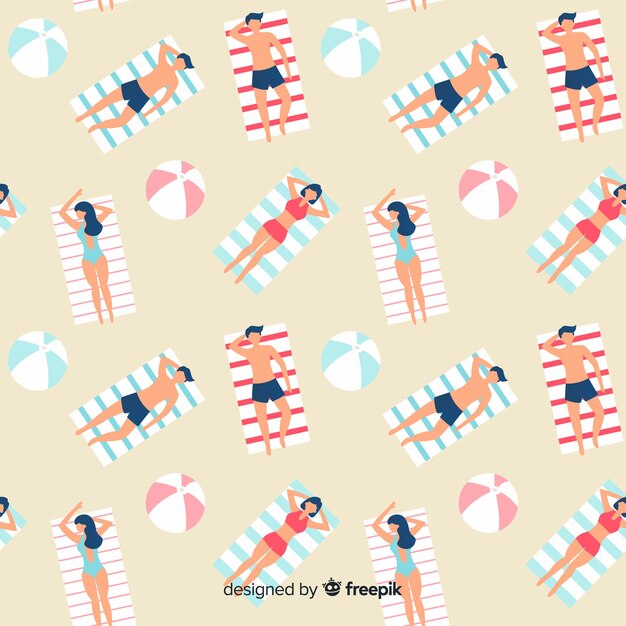 Estampado de personas en la playa