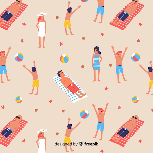 Estampado de personas en la playa