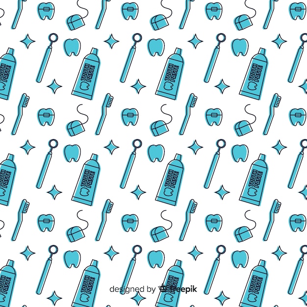 Estampado de productos dentales dibujados