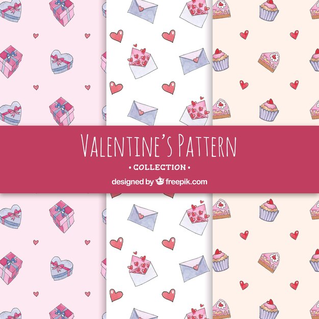 Estampado de san valentín en acuarela