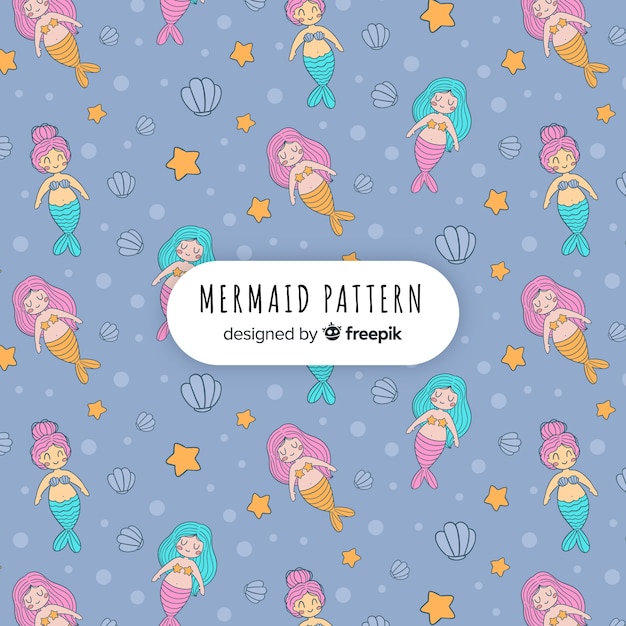 Estampado de sirenas dibujado a mano