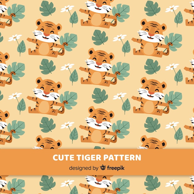 Vector gratuito estampado de tigre adorable