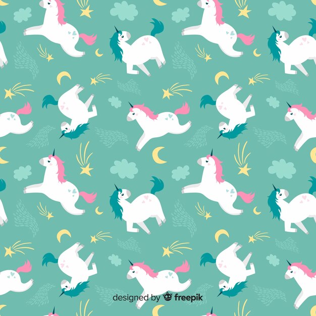 Estampado de unicornios dibujado a mano