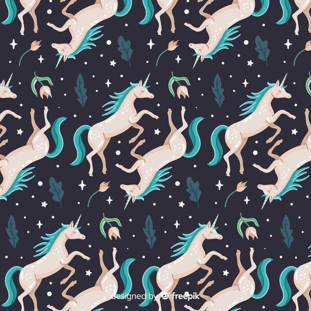 Estampado de unicornios dibujado a mano