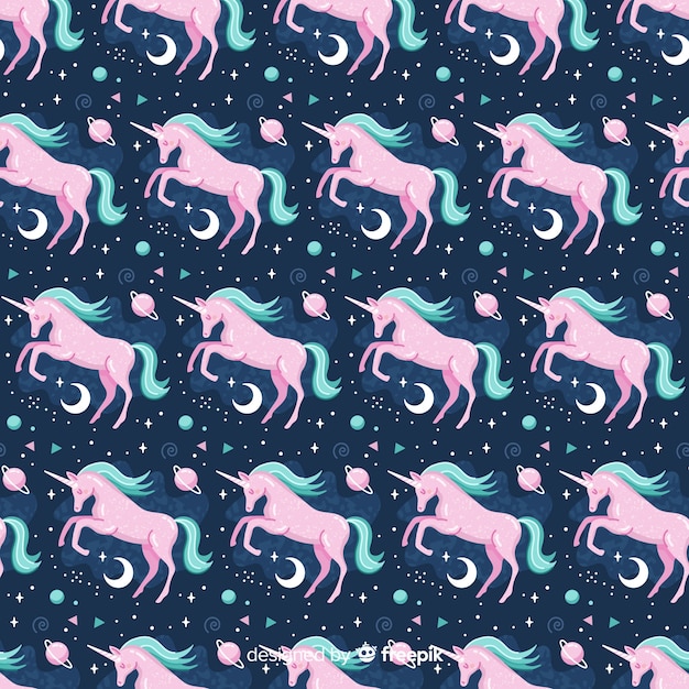 Estampado de unicornios dibujado a mano