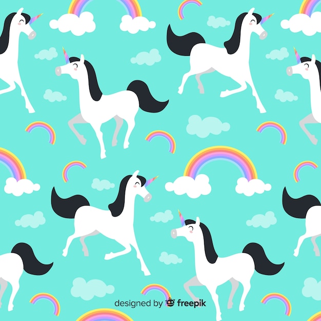 Estampado de unicornios en diseño plano