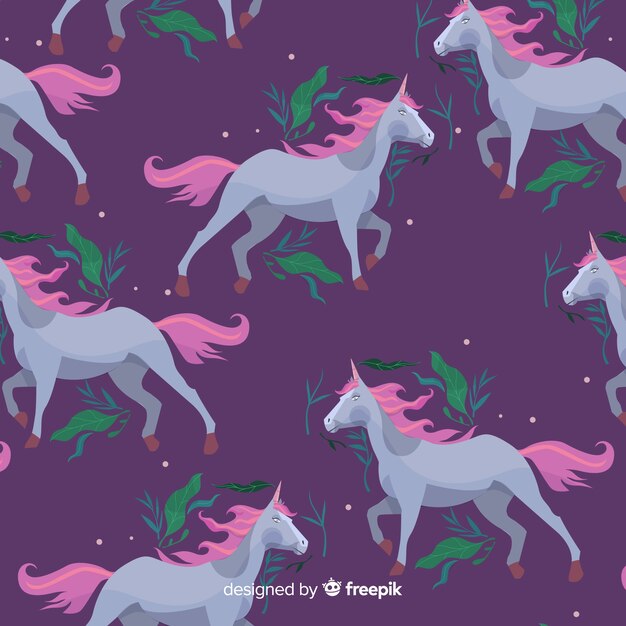 Estampado de unicornios en diseño plano