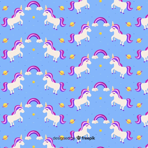 Estampado de unicornios en diseño plano