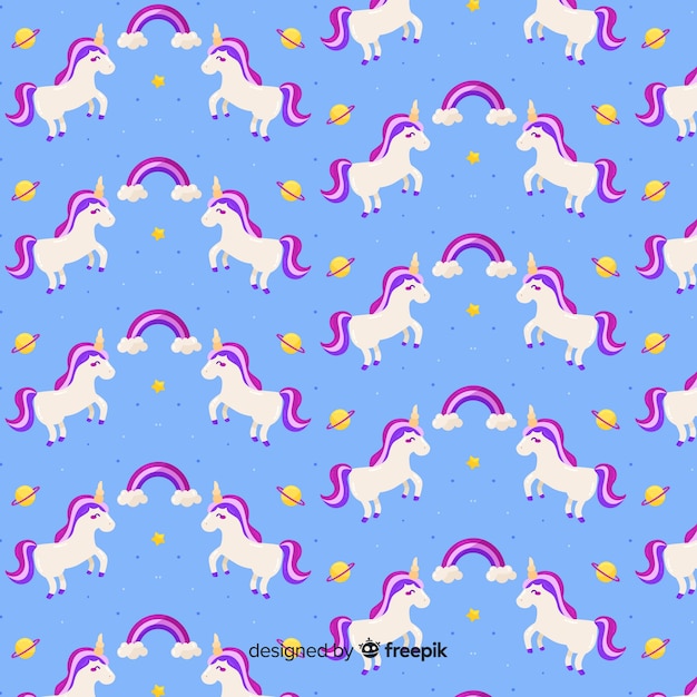 Estampado de unicornios en diseño plano