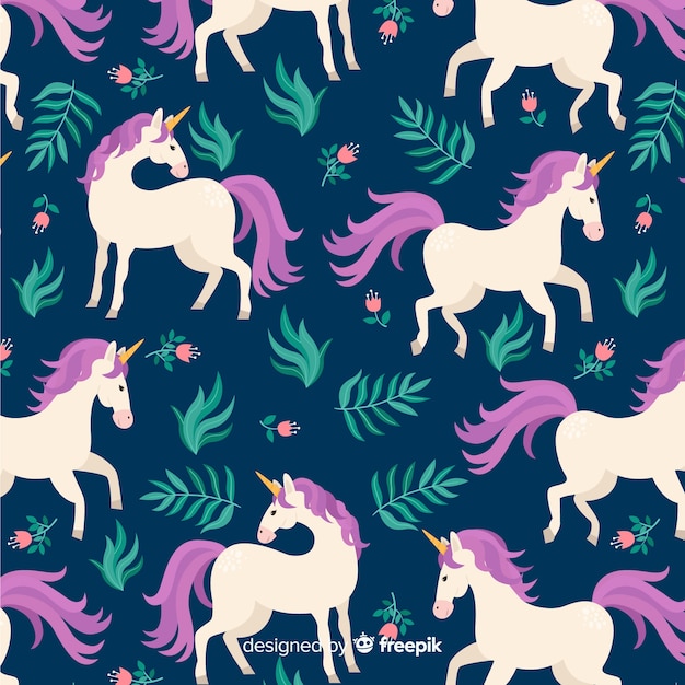 Estampado de unicornios en diseño plano