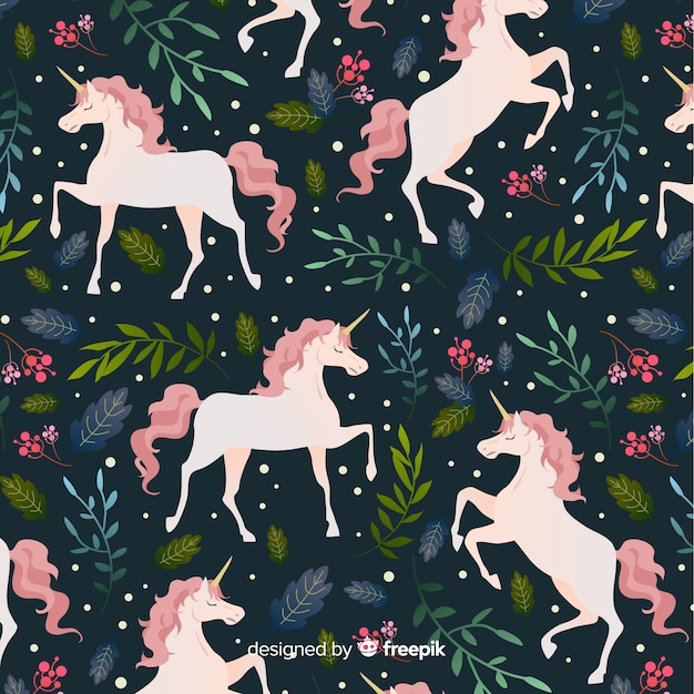 Estampado de unicornios en diseño plano
