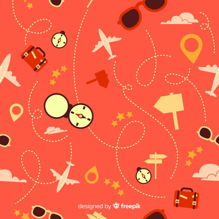 Vector gratuito estampado de viaje con líneas a trazos