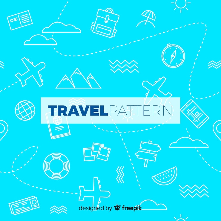 Vector gratuito estampado de viaje con líneas a trazos